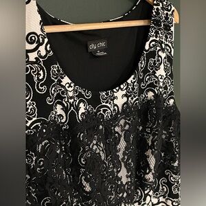 City Chic Black and White Lace Dress